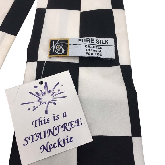Black White Chess Board Fun Novelty Silk Necktie, Sequin Beaded Tie, Gambit NWT‎ - Picture 6 of 7